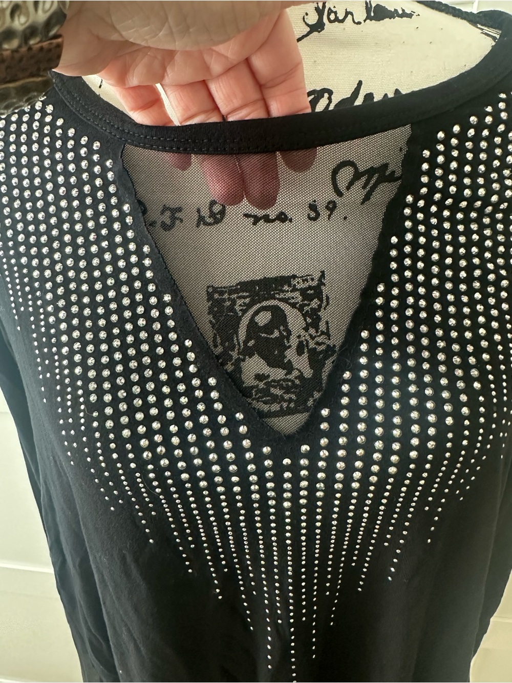 VOCAL -SEXY Black Top with SHEER SIDE PANELS. Fits Like a LARGE. - Picture 4 of 12